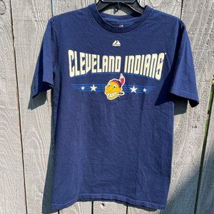 Cleveland Indians Junior Size S/CH/P Blue Short-Sleeve Majestic T-Shirt